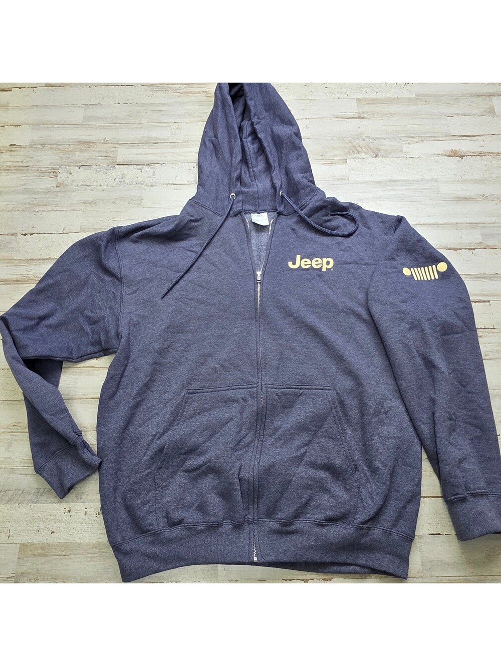 Jeep Freedom to Roam Hoodie L Navy Blue Core Fleece Full Zip Outdoor Graphic